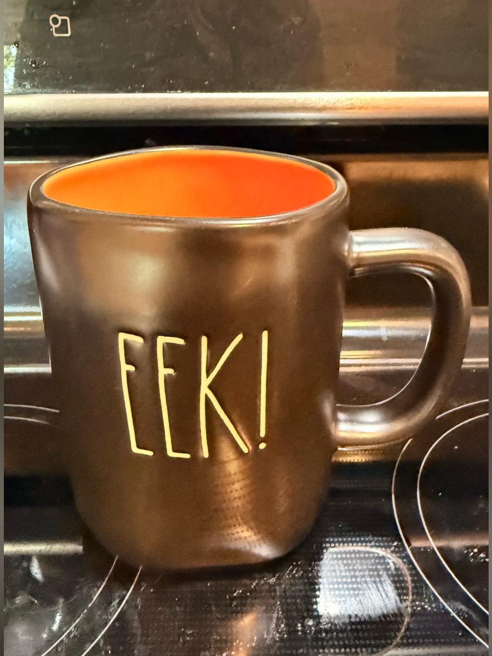 Rae Dunn EEK black orange mug coffee tea Halloween